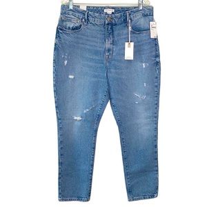 Good American Good Classic Distressed Weekender Jeans NWT 12 / 31 Straight Leg